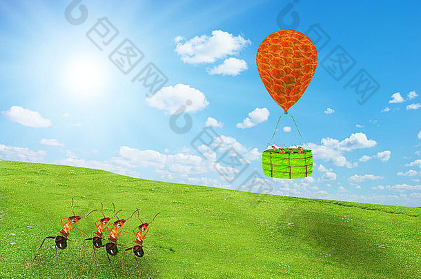 蚂蚁氢气球飞行