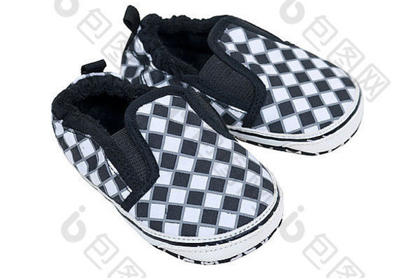 赛车黑色的白色婴儿鞋子保护脚早期年路径包括