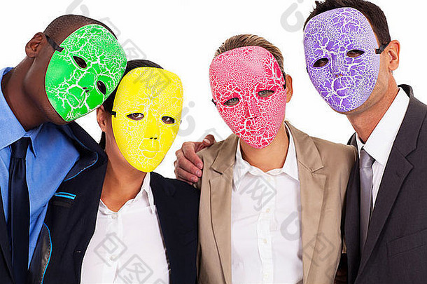 假的业务团队合作概念集团业务人面具
