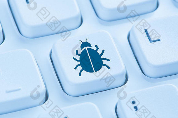 电脑病毒木马网络安全象征蓝色的互联网键盘