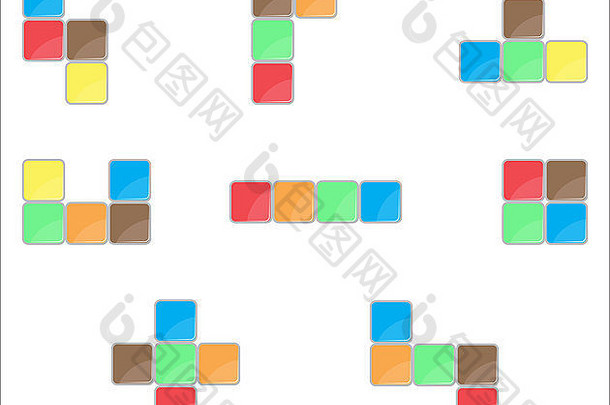 俄罗斯方块元素集颜色设计谜题俄罗斯方块游戏块电脑游戏视频游戏元素休闲游戏颜色形状块