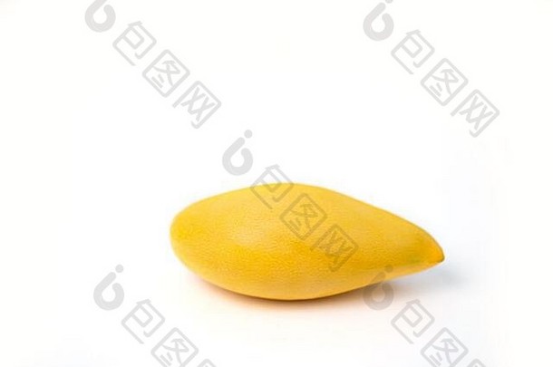 芒果水果美味的成熟的多汁的新鲜的黄色的芒果孤立的白色背景异国情调的热带水果