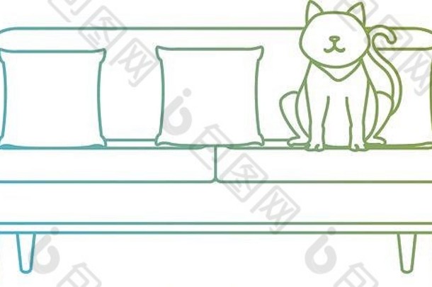可爱的猫宠物沙发字符