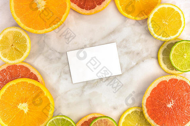 充满活力的柑橘类水果业务卡Copyspace