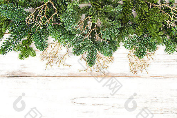 <strong>圣诞</strong>节边境金装饰木背景冬天假期