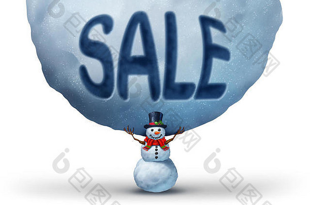 冬天出售图标雪人提升巨大的雪球文本embosed雪零售市场营销促销活动象征做广告chritmas特价假期退税插图元素
