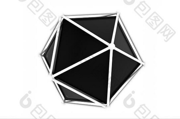 柏拉图式的内部晶格呈现几何形状电脑生成的二十面体技术对称背景