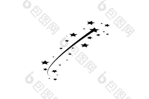 摘要下降明星黑色的拍摄明星优雅的明星小道白色背景流星体彗星小行星星星