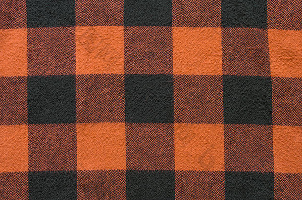 织物黑色的橙色笼子里模式格子材料衣服背景