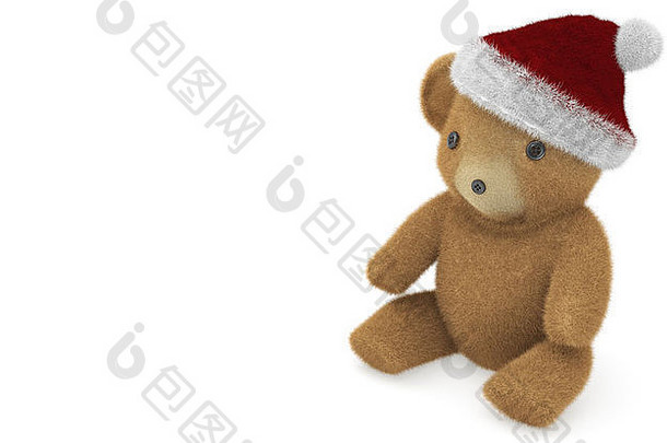 圣诞节泰迪熊孤立的白色背景