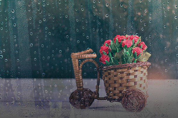 篮子玫瑰玻璃雨