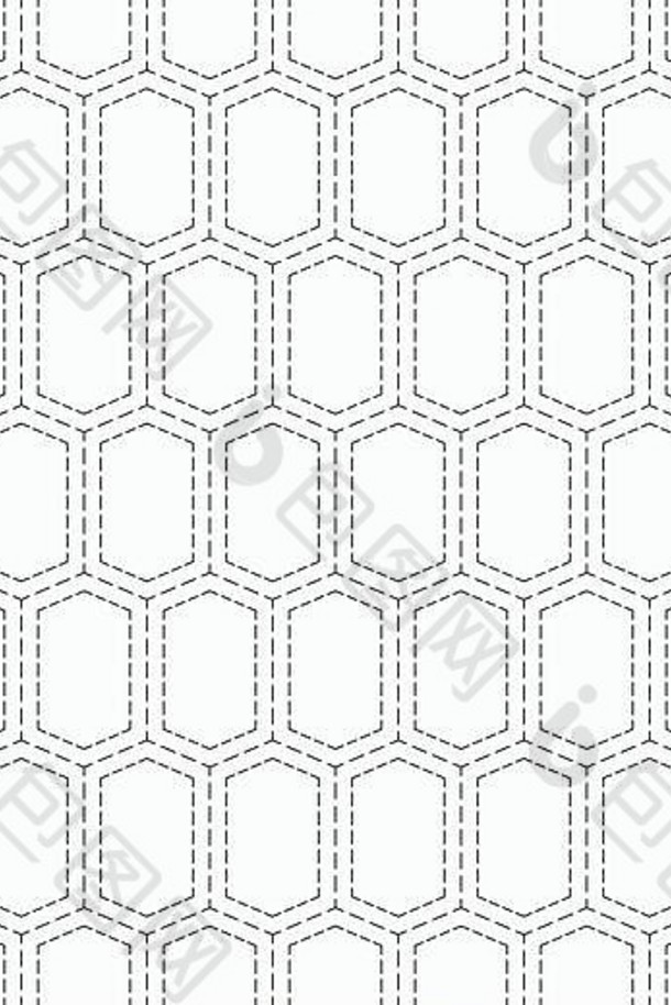 摘要无缝的模式虚线细长的六边形重复几何瓷砖现代时尚的几何纹理织物针模式