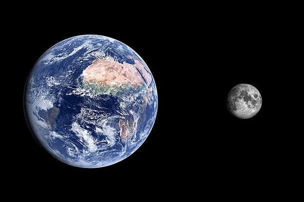 比较地球地球月亮清洁黑色的背景