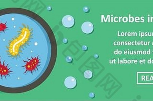 微生物显微镜横幅水平概念