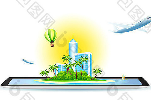 绿色棕榈岛现代酒店空中客车公司平板电脑