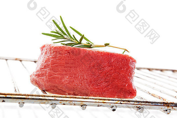 大生牛排烧烤孤立的<strong>白</strong>色背景烹饪美味的红色的肉吃