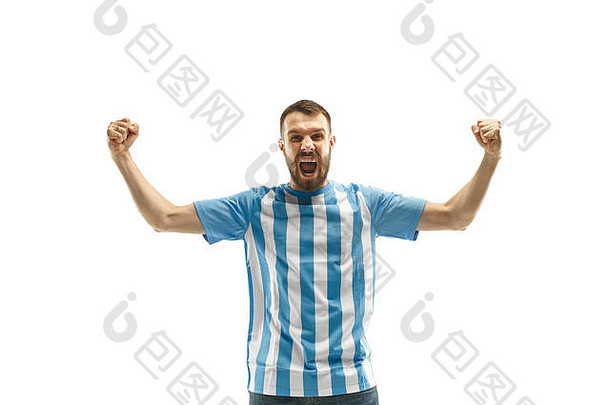 阿根廷足球风扇庆祝白色背景