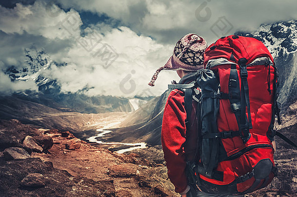 徒步旅行喜马拉雅山脉山