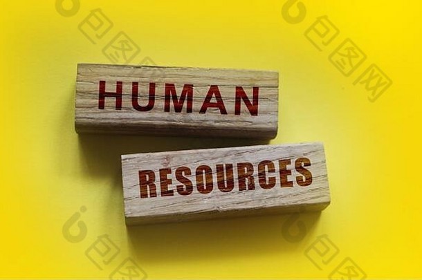 人类资源单词木建筑块招聘概念