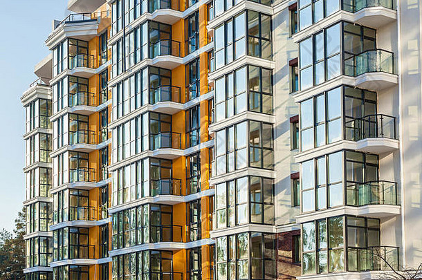 玻璃外观住宅公寓高层建筑窗户阳台设计现代建筑
