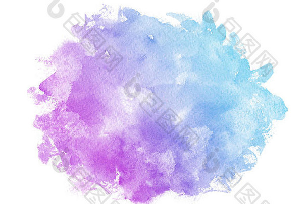 摘要粉红色的蓝色的紫罗兰色的紫色的水彩白色背景颜色溅纸手画