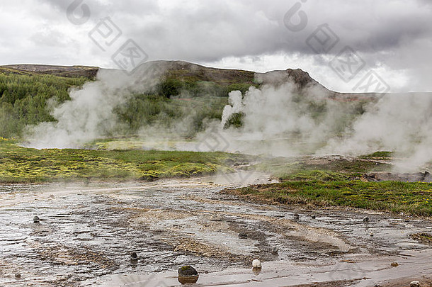 圆柱体冰岛生产喷泉地热的地区hvita河冰岛