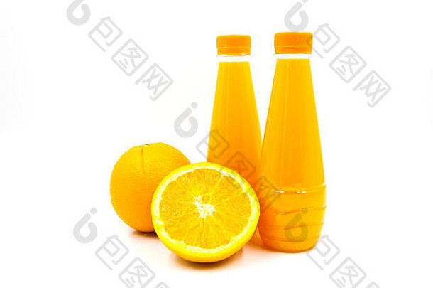 新鲜的橙色汁孤立的白色背景