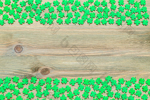 帕特里克的一天背景边界绿色quatrefoils自然木表面