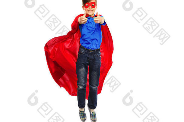男孩超级英雄角面具显示拇指