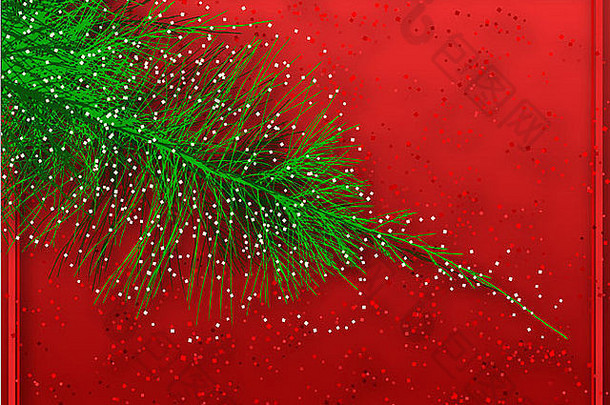插图闪闪发光的圣诞节树分支