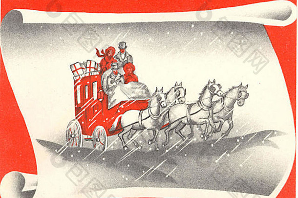 古董圣诞节卡说明设计