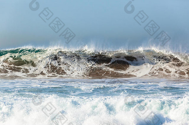 波正直的沙子水崩溃海洋权力特写镜头