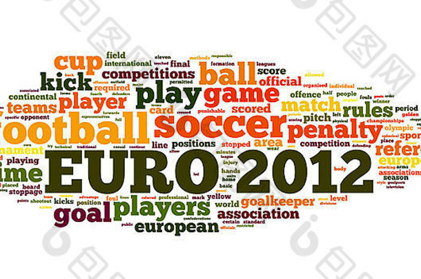 欧元足球概念词标签云白色背景