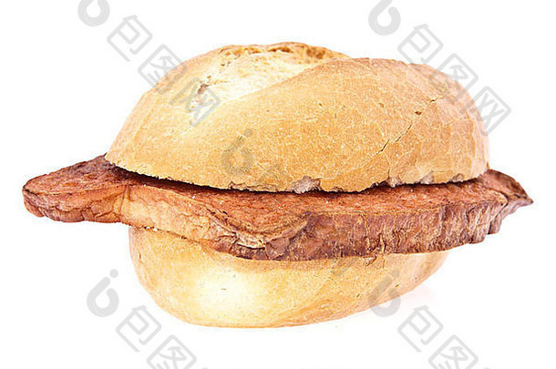 德国肉面包卷孤立的白色背景