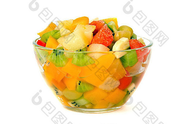 甜蜜的水果沙拉玻璃碗