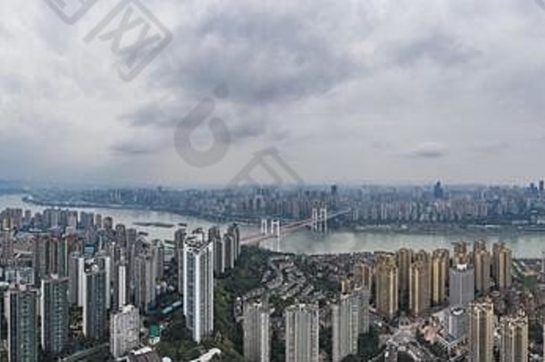 空中帕诺帕诺无人机拍摄填充住宅建筑alng长江河<strong>重庆</strong>西南中国大都市