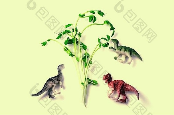 新鲜的雪(2008年)豆芽恐龙玩具健康的饮食超级食物微绿色吃概念