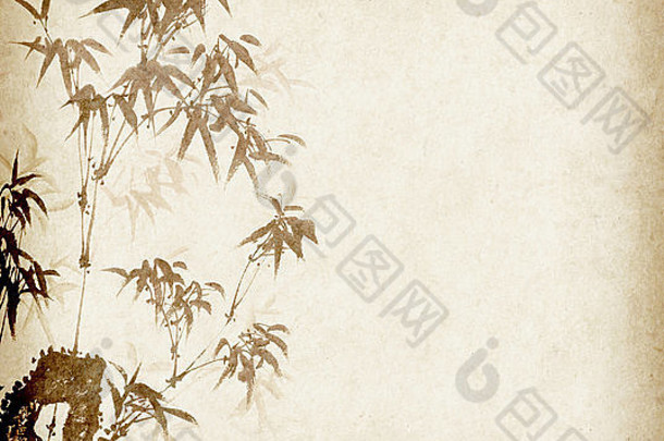 传统的中国人绘画竹子纸背景