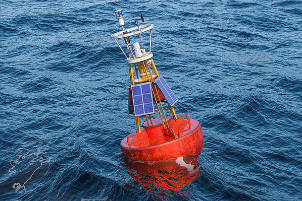 海洋浮标太阳能面板开放海呈现