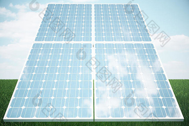 插图太阳能面板草太阳能面板生产绿色环境友好的能源太阳概念能源未来