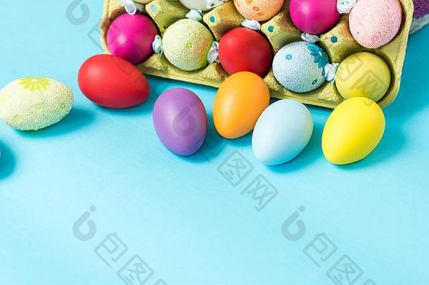 复活节鸡蛋画明亮的颜色