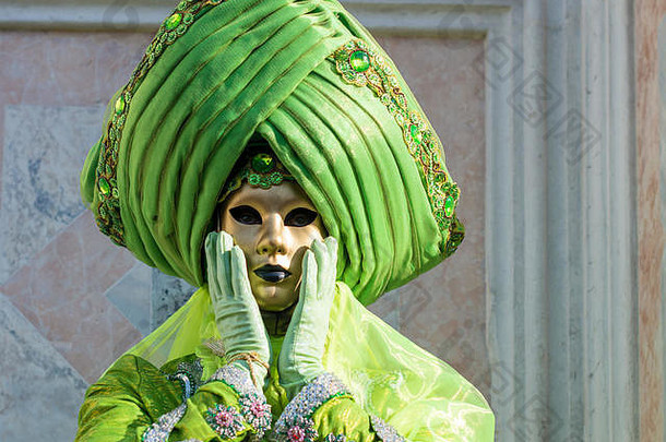 美丽的绿色<strong>面具</strong>威尼斯狂欢节