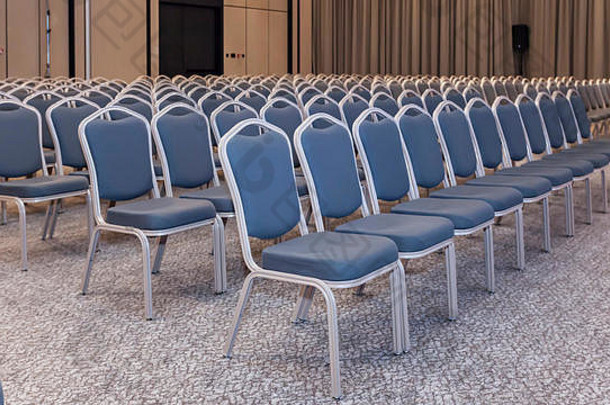 集团空蓝色的椅子现代会议大厅演讲房间研讨会