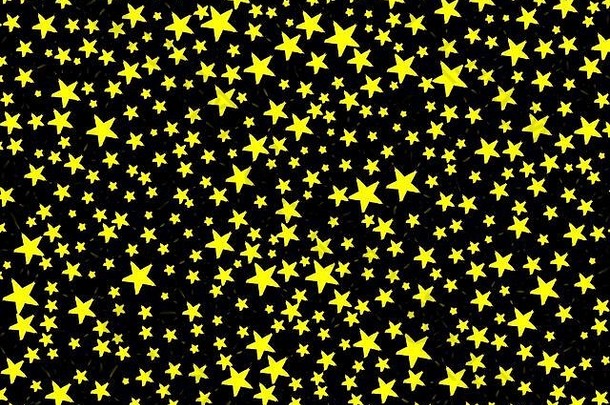 黑色的背景纹理大小明亮的黄色的星星
