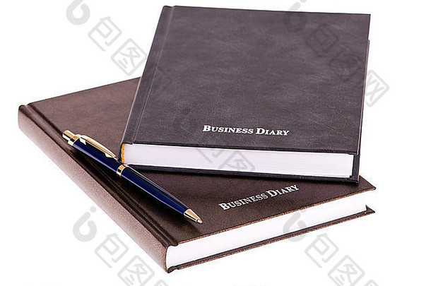 棕色（的）业务日记笔孤立的白色背景
