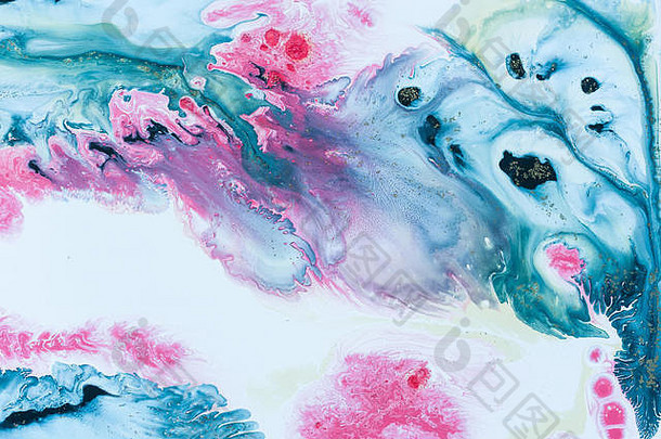 摘要色彩斑斓的背景画丙烯酸油漆水纹理玩油漆