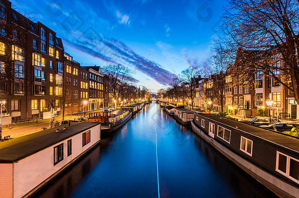 运河房子船阿姆斯特丹荷兰