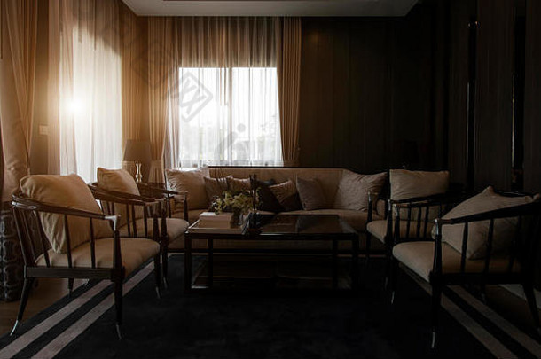 奢侈品生活房间椅子表格沙发家具放松体系结构一天光背景
