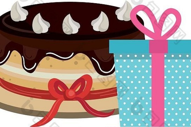 礼品盒甜蜜的蛋糕生日庆祝活动