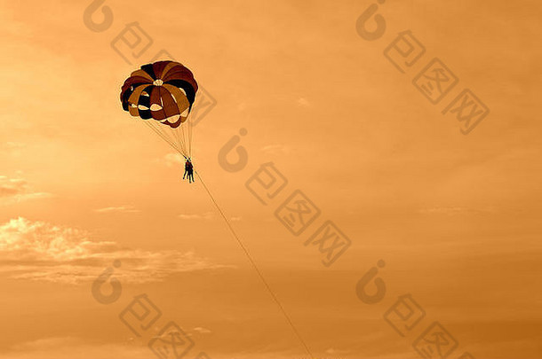 帆伞运动晚上天空海岸越南橙色颜色健美的